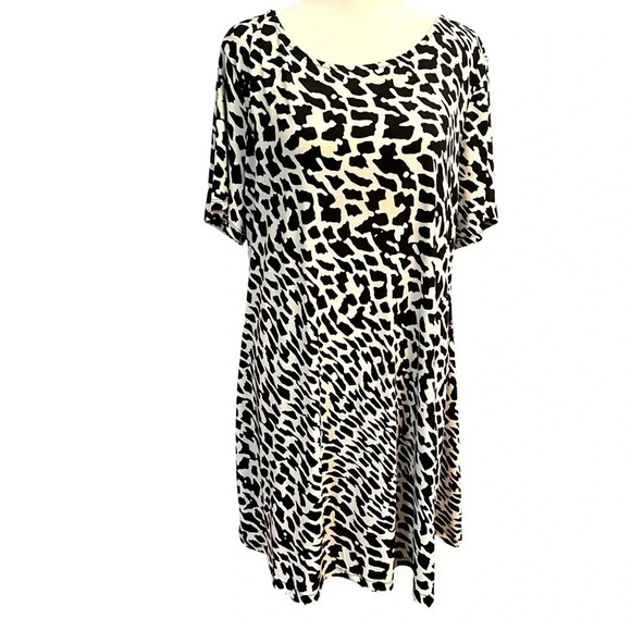 Chicos Animal Rain Knee-Length Shift Dress Size L/XL Stretch Oversized Flowy - Picture 2 of 11